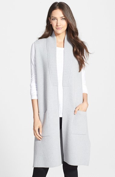 Long Black Sleeveless Sweater Vest - Sweater Grey